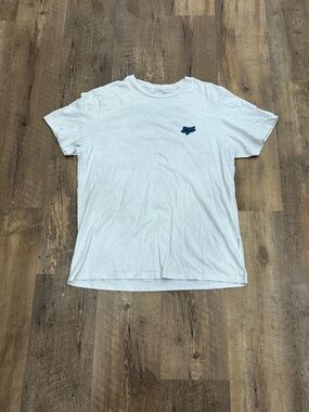 White Men's Fox Crew Neck T-Shirt with Small Chest Logo